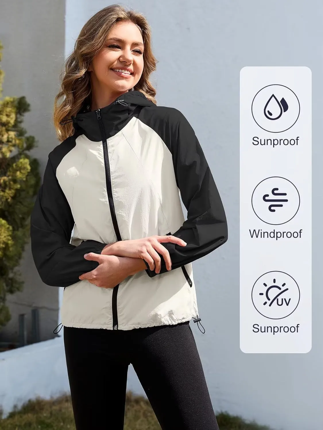 PITINAN Packable Rain Jacket Women Waterproof Lightweight Rain Coats for Women with Hood Outdoor Windbreaker Jacket S-XXL
