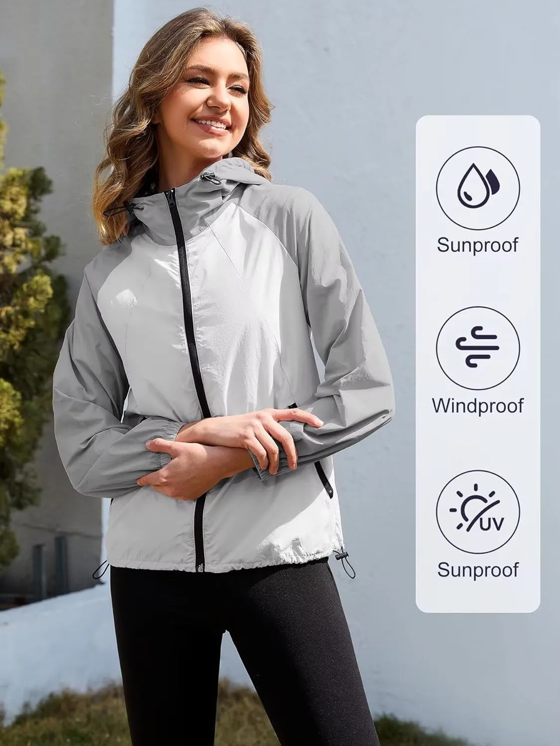 PITINAN Packable Rain Jacket Women Waterproof Lightweight Rain Coats for Women with Hood Outdoor Windbreaker Jacket S-XXL