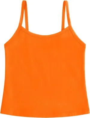 QBK 2T-12Years Girls Camisole Tank Tops Cotton Tagless Cami Sleeveless Spaghetti Undershirts for Gymnastics Dancewear
