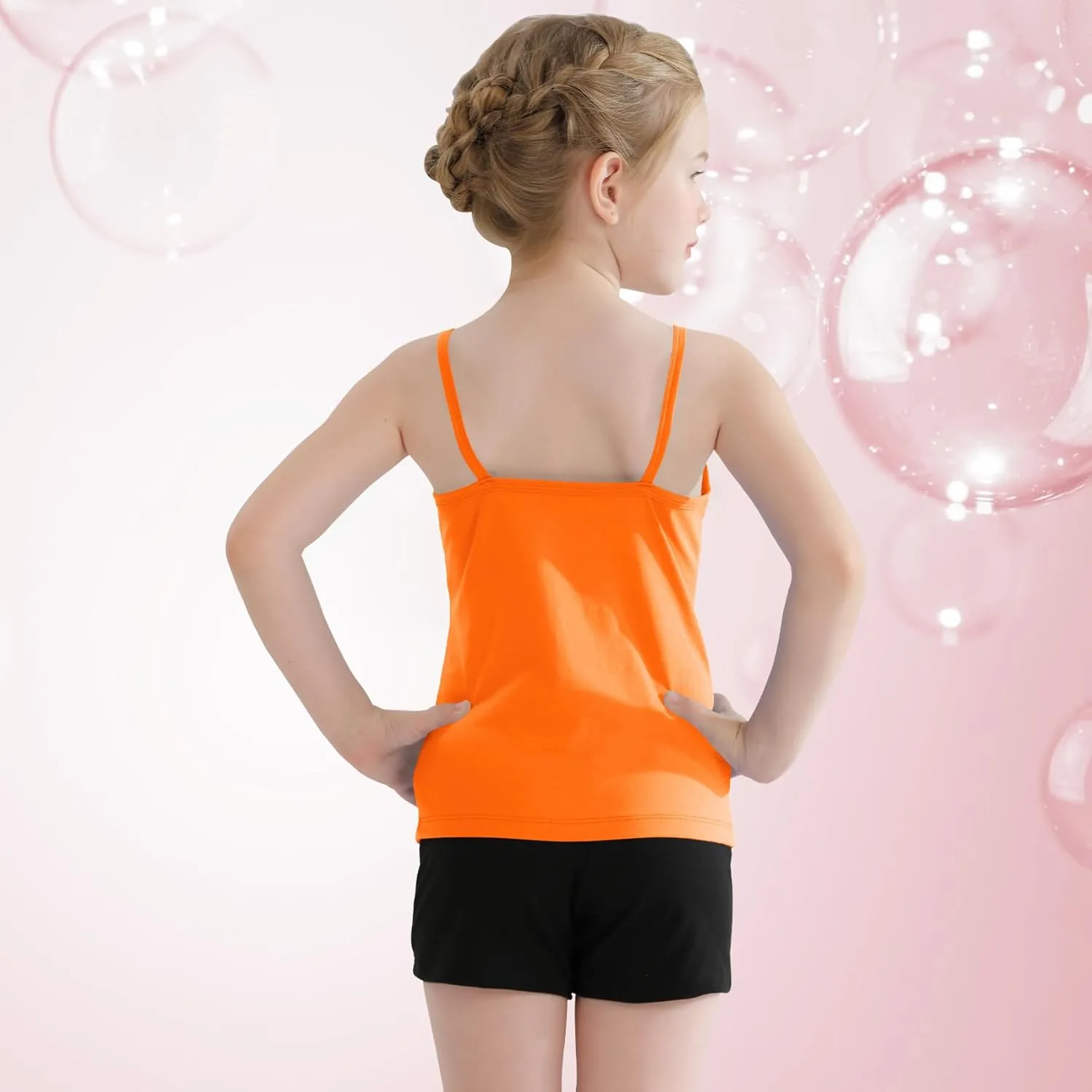 QBK 2T-12Years Girls Camisole Tank Tops Cotton Tagless Cami Sleeveless Spaghetti Undershirts for Gymnastics Dancewear