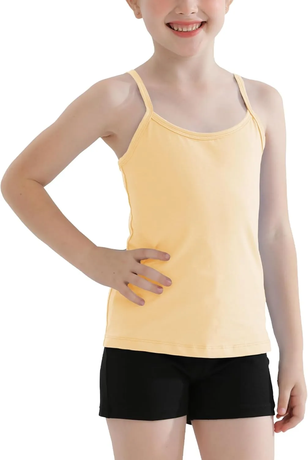 QBK 2T-12Years Girls Camisole Tank Tops Cotton Tagless Cami Sleeveless Spaghetti Undershirts for Gymnastics Dancewear