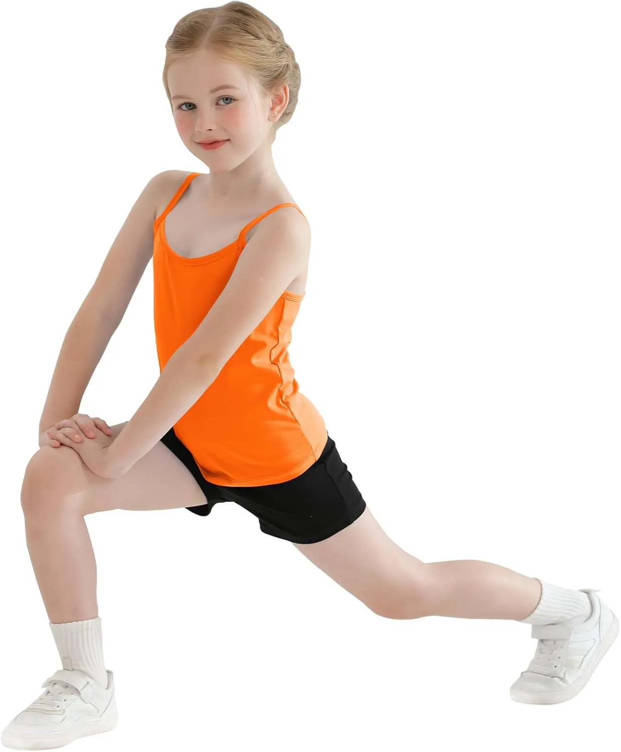 QBK 2T-12Years Girls Camisole Tank Tops Cotton Tagless Cami Sleeveless Spaghetti Undershirts for Gymnastics Dancewear