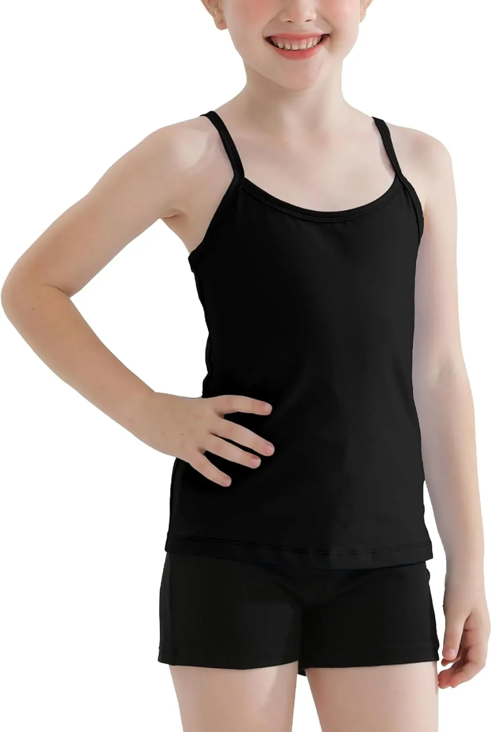 QBK 2T-12Years Girls Camisole Tank Tops Cotton Tagless Cami Sleeveless Spaghetti Undershirts for Gymnastics Dancewear