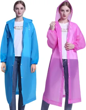 Rain Poncho Raincoats for Adult Reusable - 2-5 Pack EVA Waterproof Rain Coat with Hood, Rain Gear for Men Women