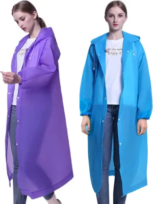 Rain Poncho Raincoats for Adult Reusable - 2-5 Pack EVA Waterproof Rain Coat with Hood, Rain Gear for Men Women