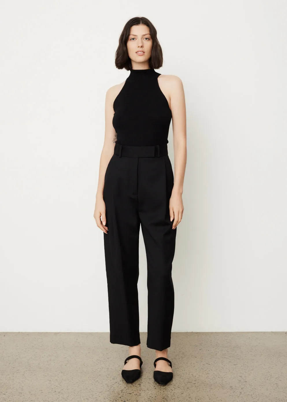 Ribbed Neck Wool Top