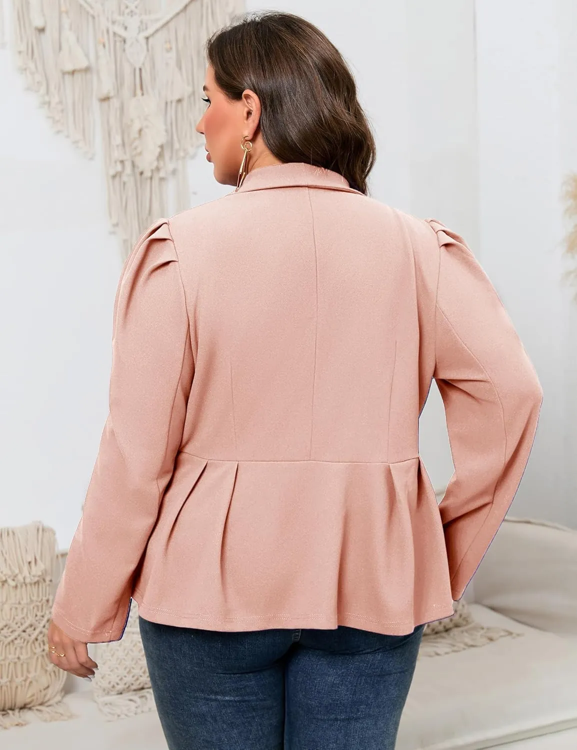 ShopWonder Womens Plus Size Blazers Business Casual Knit Blazer for Work Long Sleeve Shawl Lapel Blazer Suit Jackets