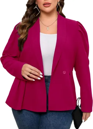 ShopWonder Womens Plus Size Blazers Business Casual Knit Blazer for Work Long Sleeve Shawl Lapel Blazer Suit Jackets
