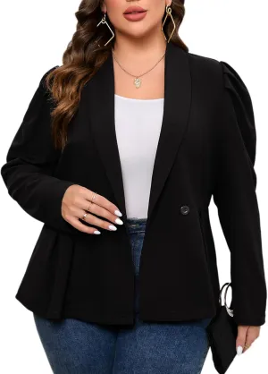 ShopWonder Womens Plus Size Blazers Business Casual Knit Blazer for Work Long Sleeve Shawl Lapel Blazer Suit Jackets