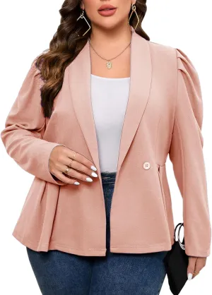 ShopWonder Womens Plus Size Blazers Business Casual Knit Blazer for Work Long Sleeve Shawl Lapel Blazer Suit Jackets