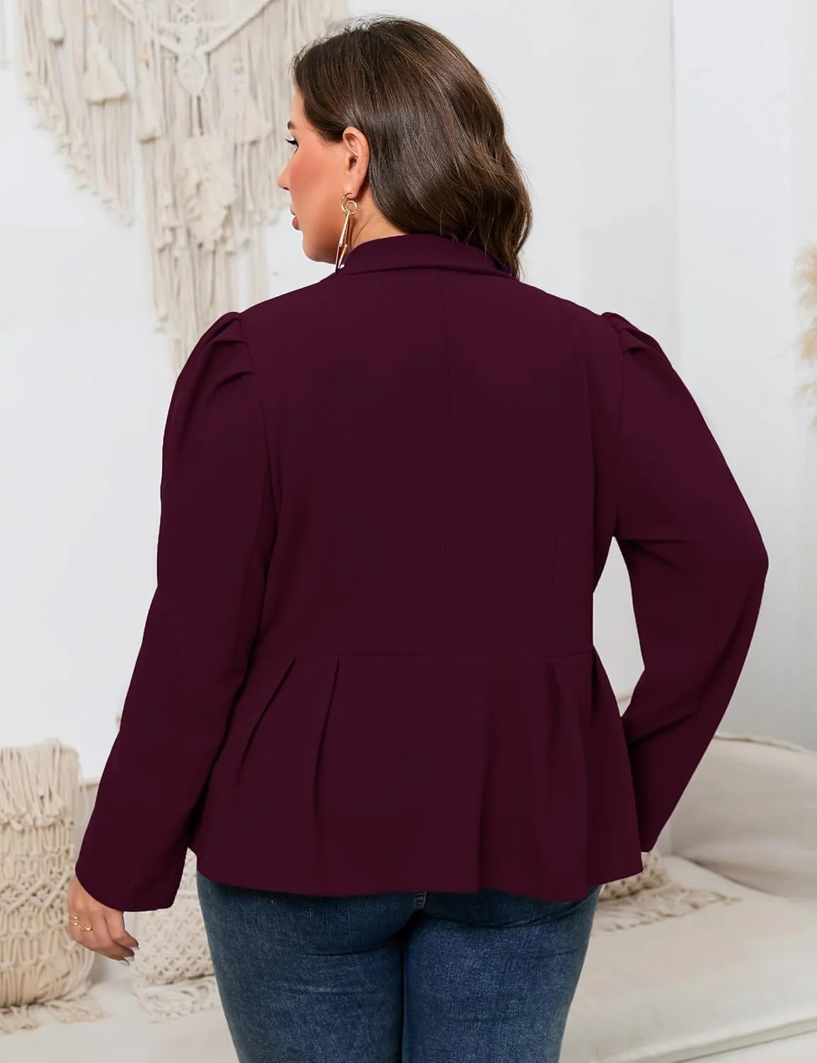 ShopWonder Womens Plus Size Blazers Business Casual Knit Blazer for Work Long Sleeve Shawl Lapel Blazer Suit Jackets