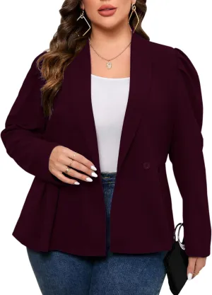 ShopWonder Womens Plus Size Blazers Business Casual Knit Blazer for Work Long Sleeve Shawl Lapel Blazer Suit Jackets