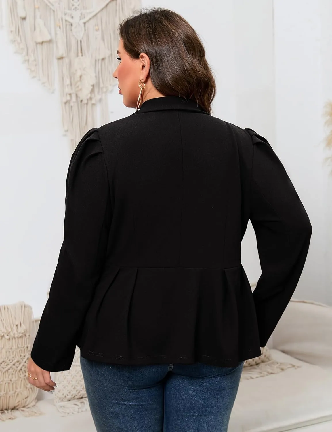 ShopWonder Womens Plus Size Blazers Business Casual Knit Blazer for Work Long Sleeve Shawl Lapel Blazer Suit Jackets