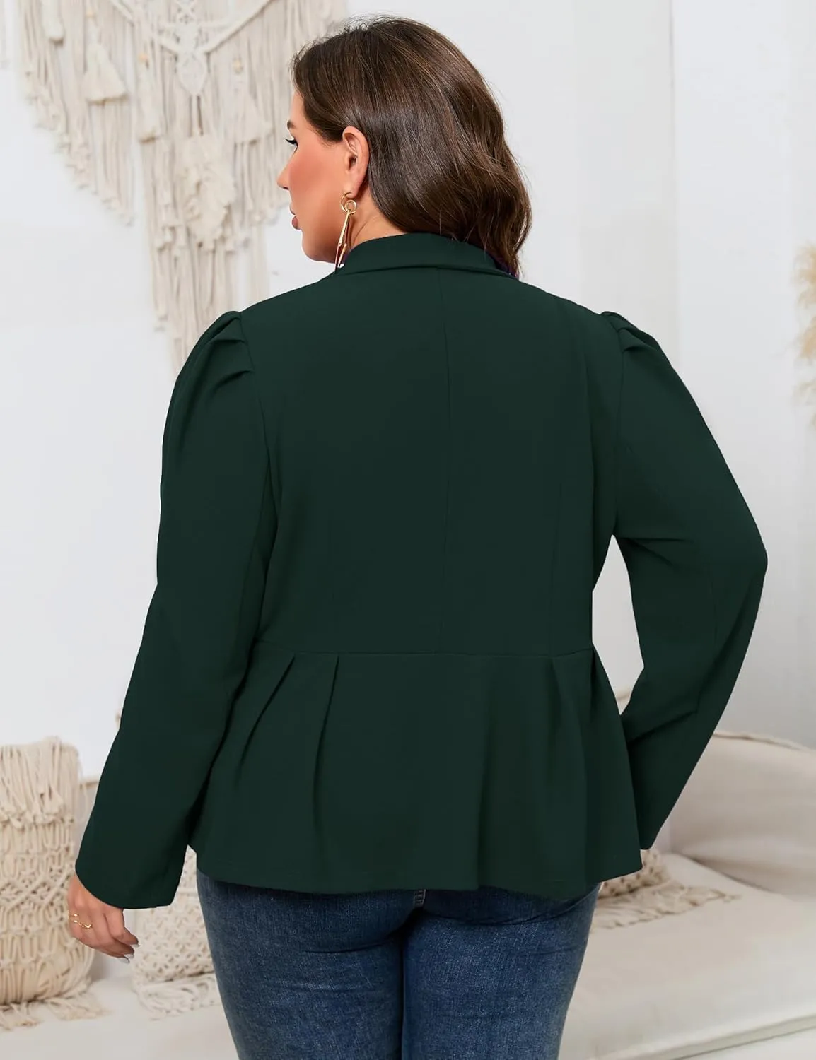 ShopWonder Womens Plus Size Blazers Business Casual Knit Blazer for Work Long Sleeve Shawl Lapel Blazer Suit Jackets