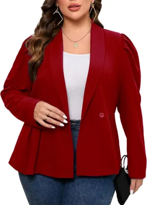 ShopWonder Womens Plus Size Blazers Business Casual Knit Blazer for Work Long Sleeve Shawl Lapel Blazer Suit Jackets
