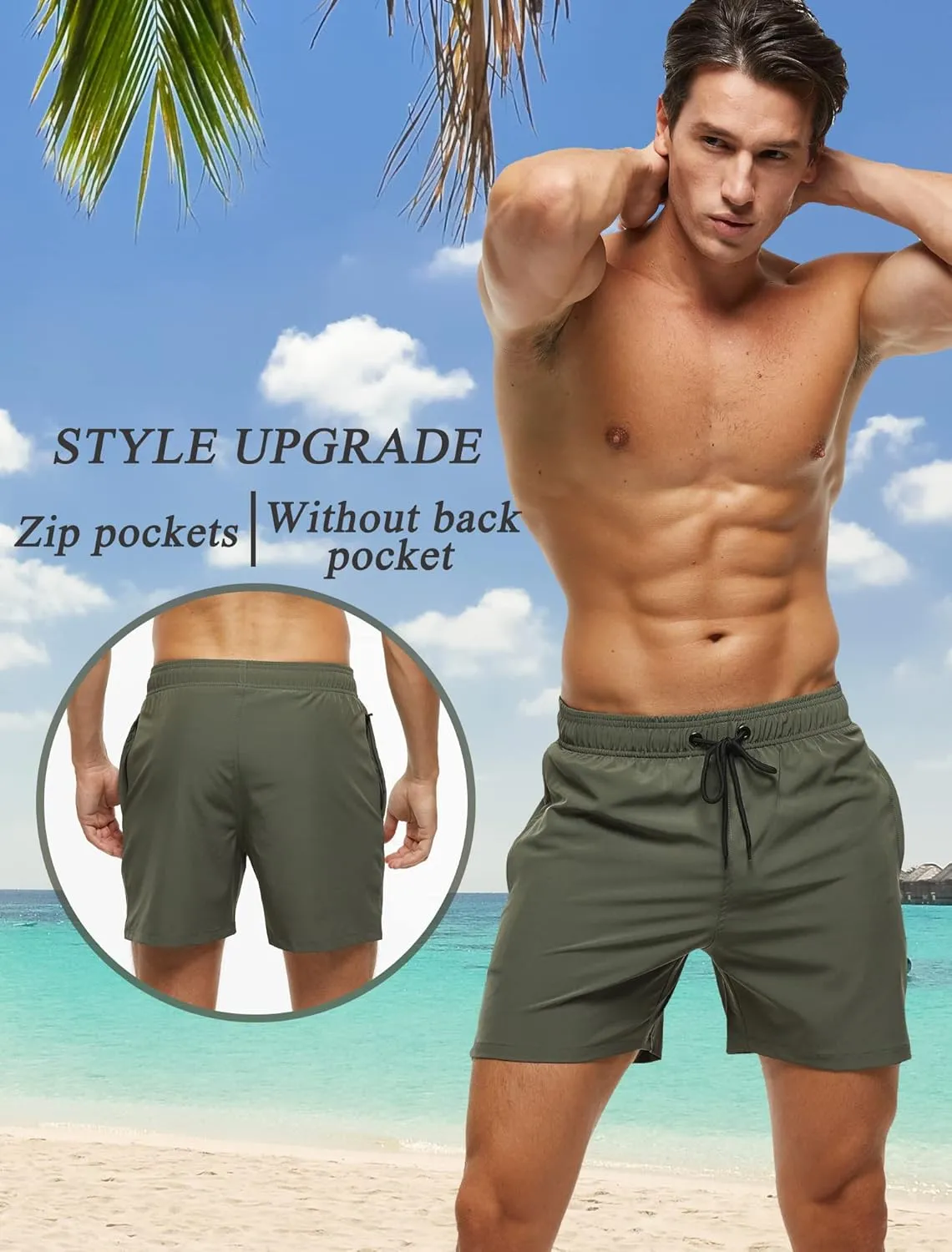 SILKWORLD Men's Swim Trunks Quick Dry Beach Shorts with Pockets