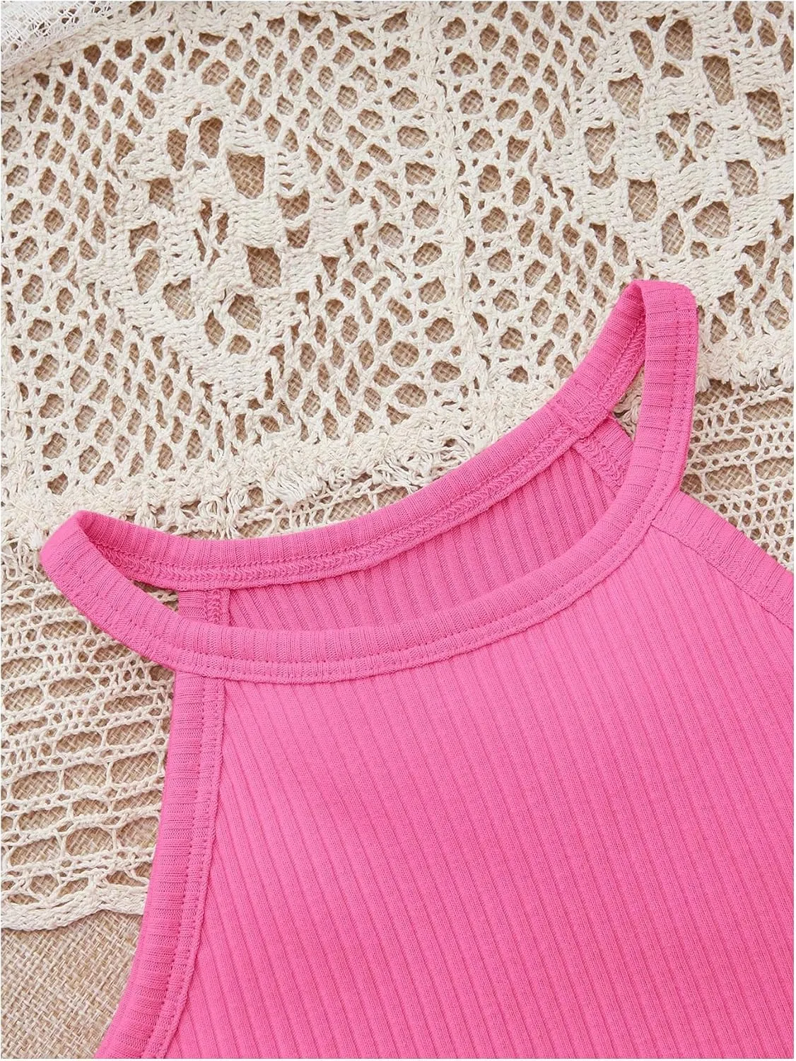 SOLY HUX Toddler Girl's Rib Knit Tank Tops 3 Piece Camisole Undershirts Sleeveless Halter Crop Top