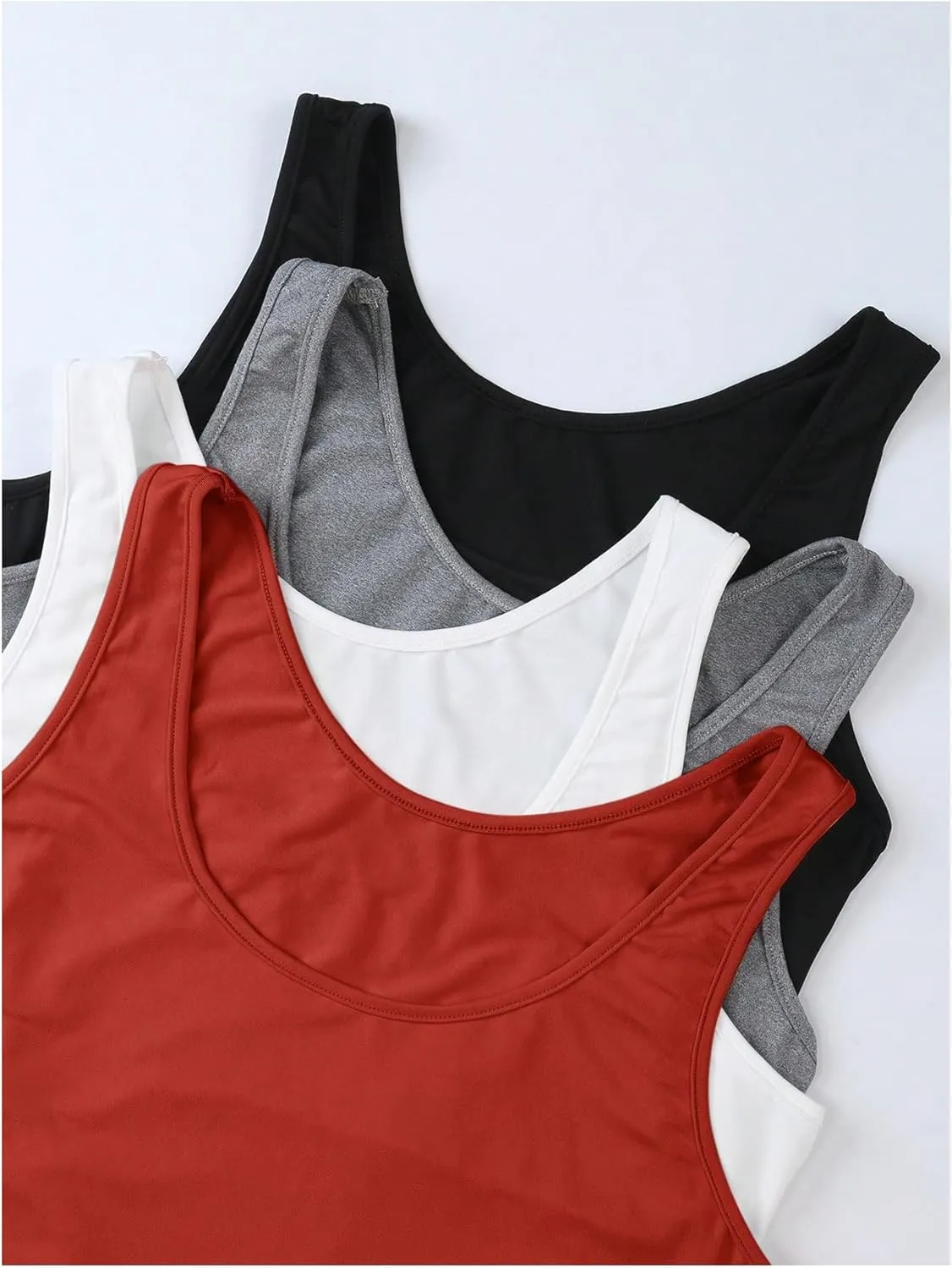 SOLY HUX Women's Plus Size 4 Packs Long Tank Tops Sleeveless Undershirts Layering Basic Vests