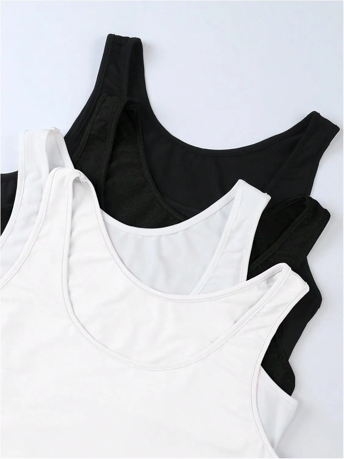 SOLY HUX Women's Plus Size 4 Packs Long Tank Tops Sleeveless Undershirts Layering Basic Vests