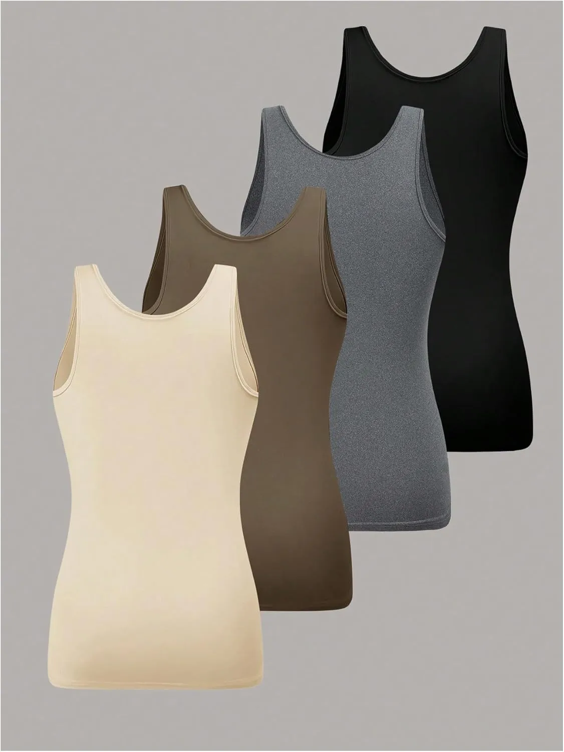 SOLY HUX Women's Plus Size 4 Packs Long Tank Tops Sleeveless Undershirts Layering Basic Vests