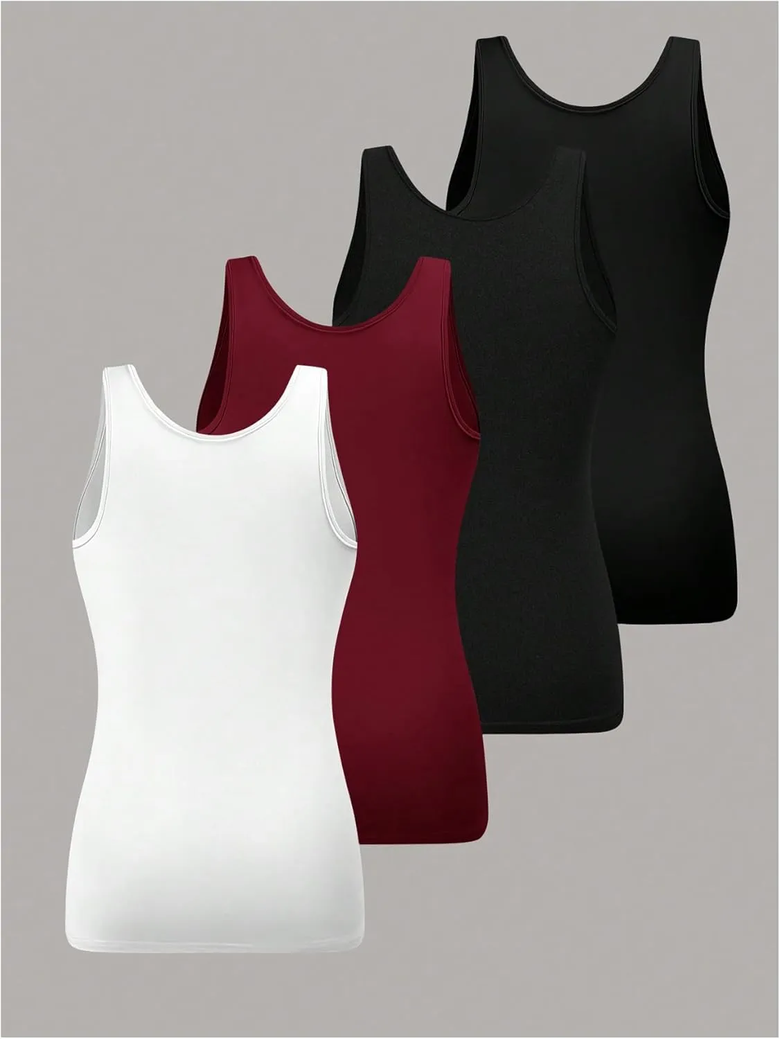 SOLY HUX Women's Plus Size 4 Packs Long Tank Tops Sleeveless Undershirts Layering Basic Vests