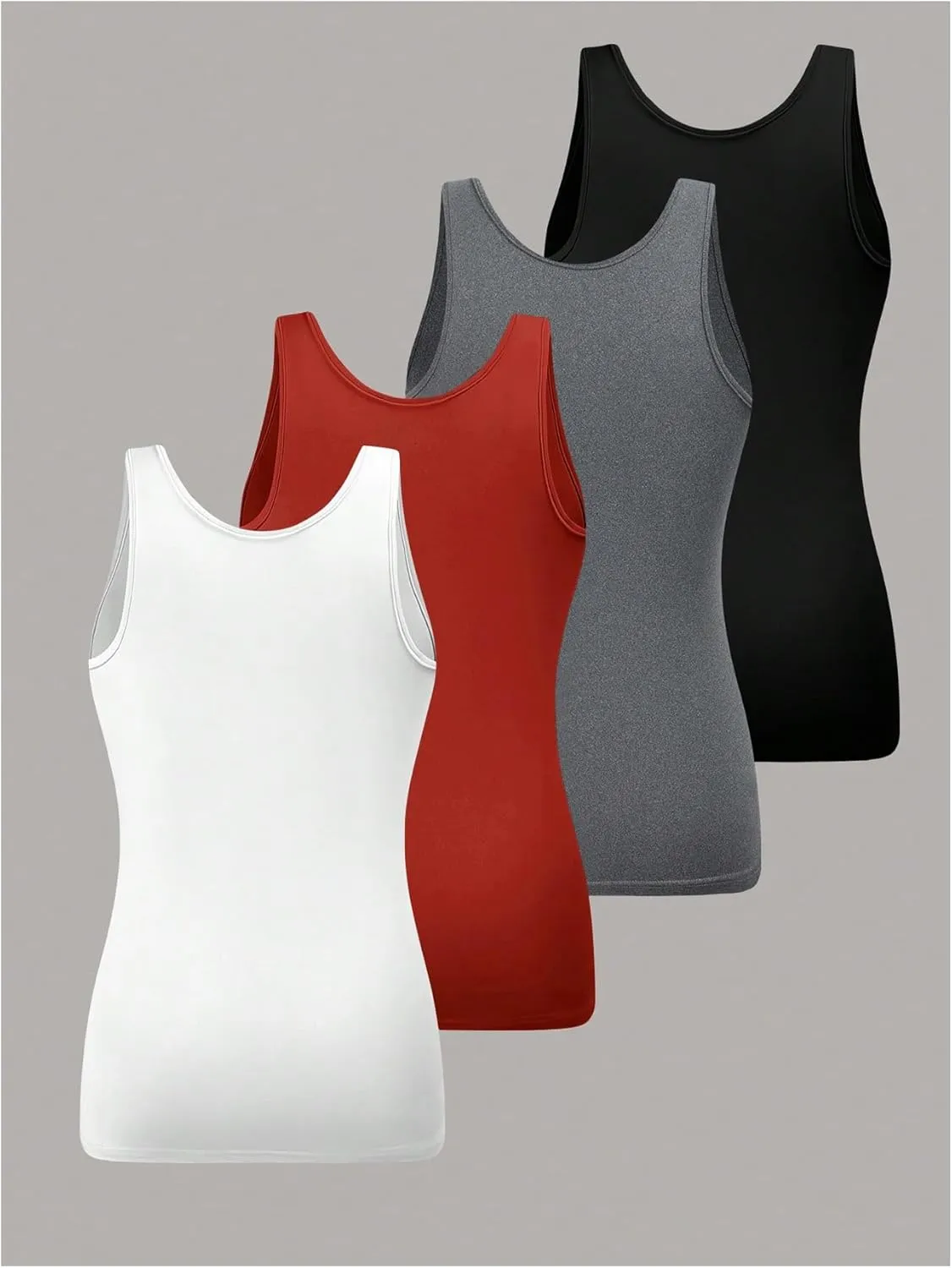 SOLY HUX Women's Plus Size 4 Packs Long Tank Tops Sleeveless Undershirts Layering Basic Vests