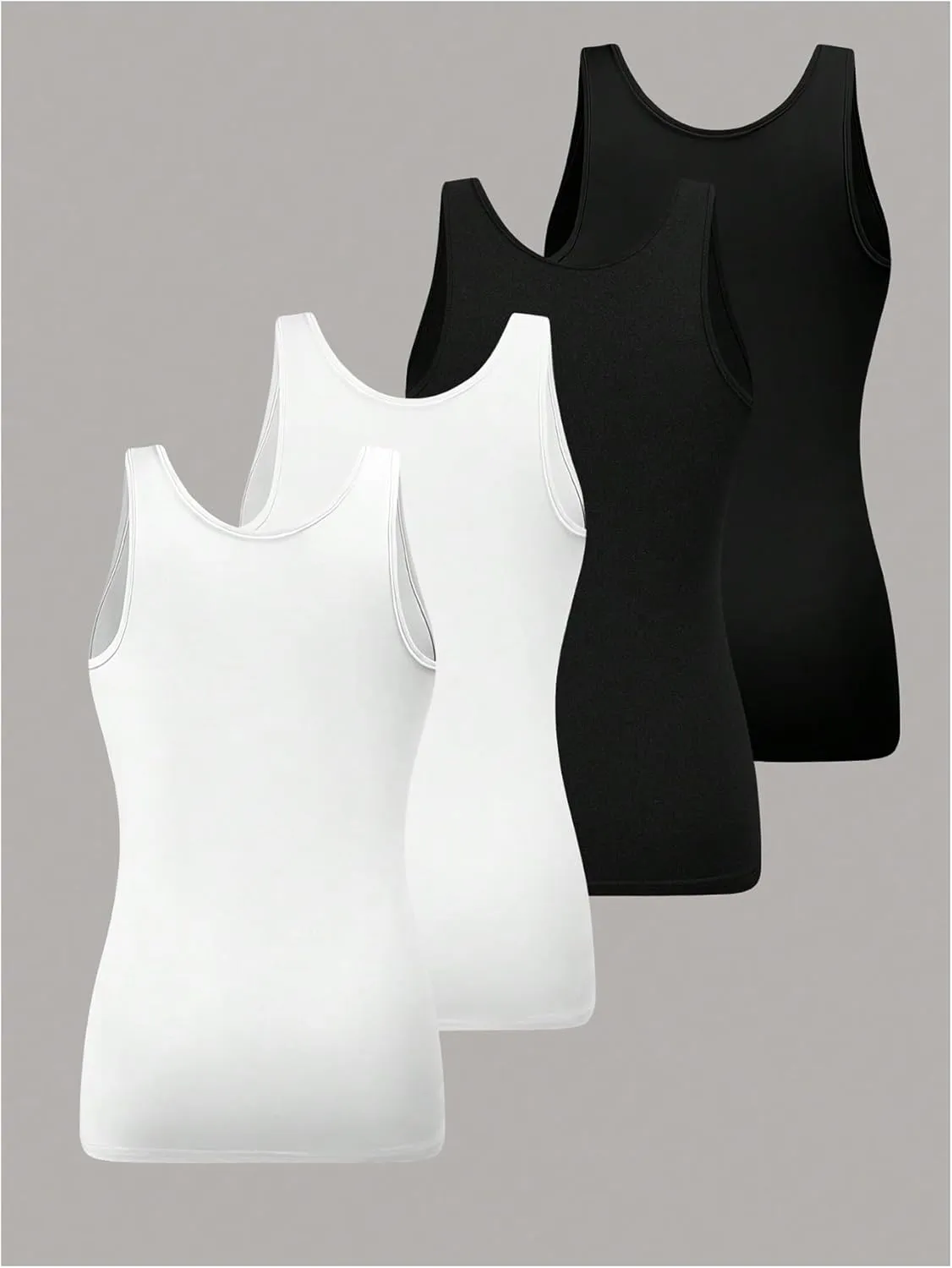 SOLY HUX Women's Plus Size 4 Packs Long Tank Tops Sleeveless Undershirts Layering Basic Vests
