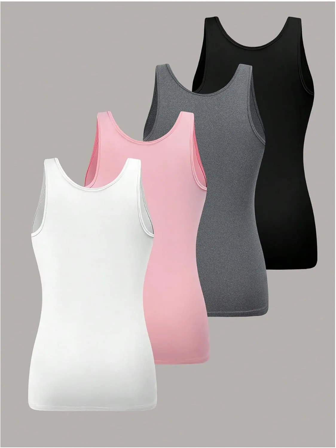 SOLY HUX Women's Plus Size 4 Packs Long Tank Tops Sleeveless Undershirts Layering Basic Vests