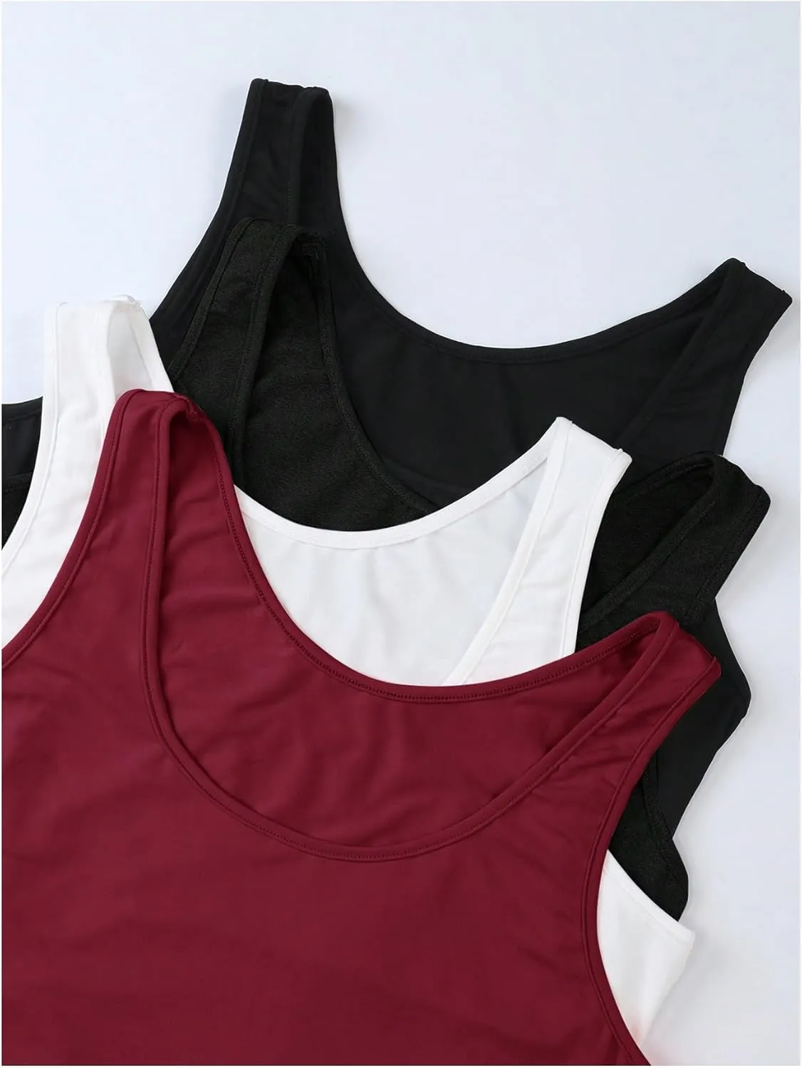 SOLY HUX Women's Plus Size 4 Packs Long Tank Tops Sleeveless Undershirts Layering Basic Vests