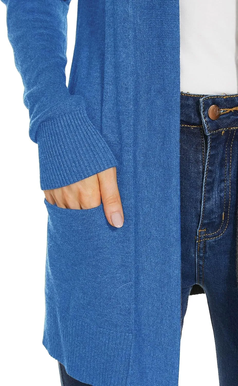 Spicy Sandia Women's Knit Cardigan Open Front Long Sleeve Sweater with Pockets Lightweight Fall Trendy Dressy Casual