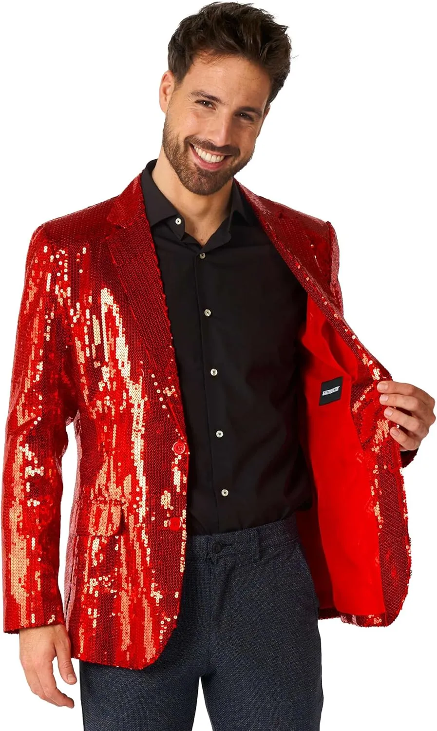 SUITMEISTER Sequins Party Blazer for Men - Slim Fit - Shiny Christmas, NYE, Prom Party Jacket