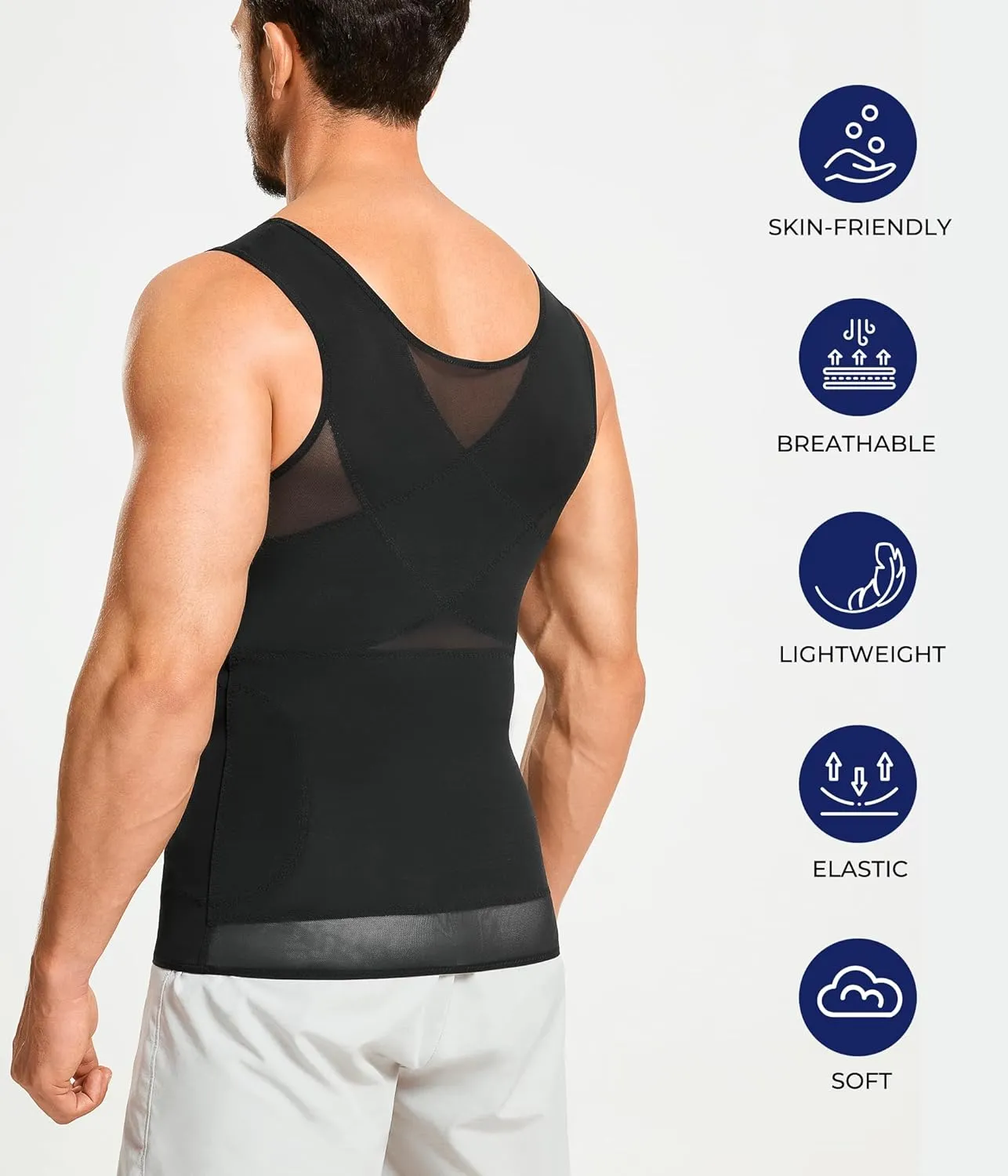 TAILONG Compression Shirt Men Shapewear Slimming Body Shaper Vest Workout Tank Top Undershirt
