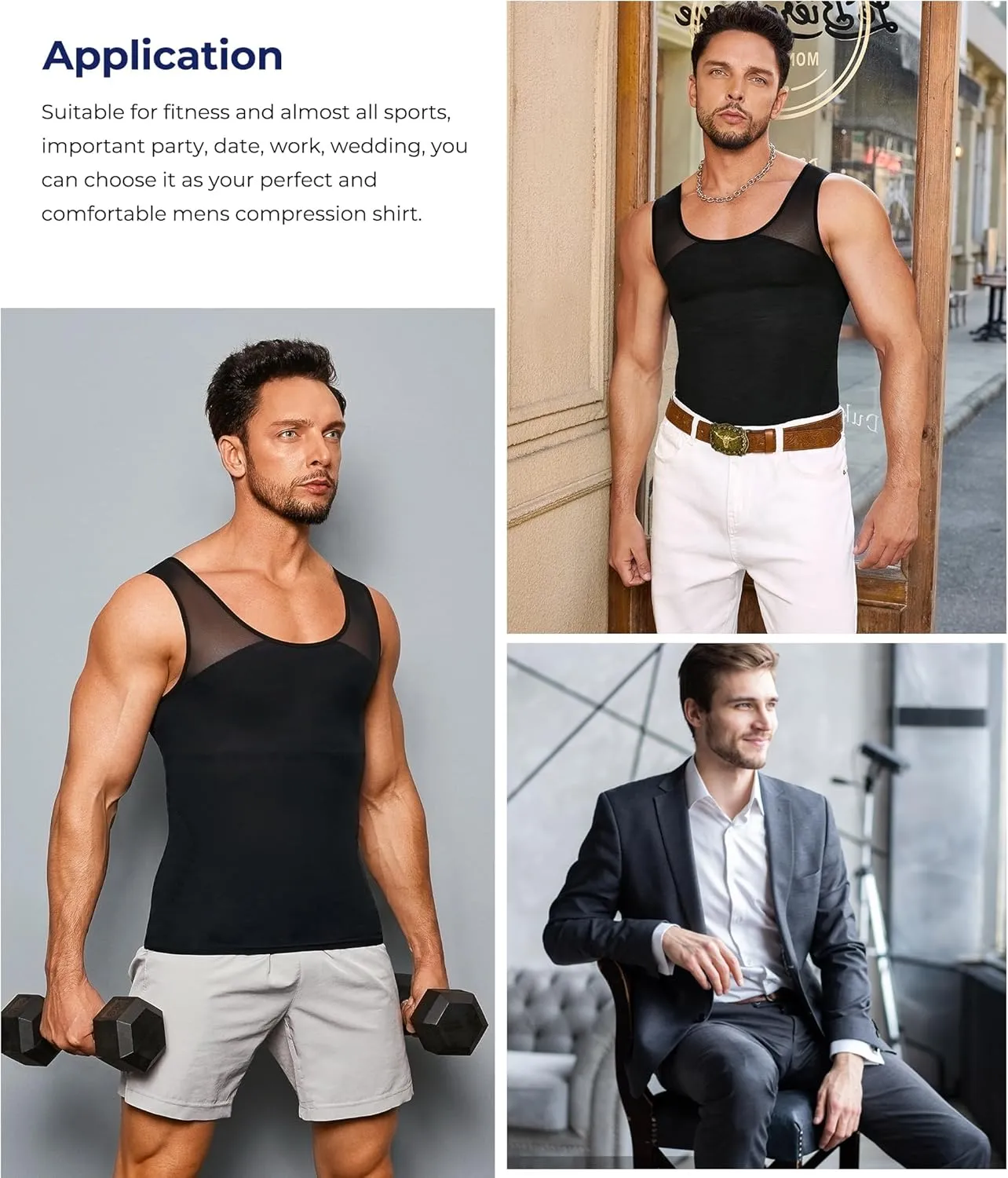TAILONG Compression Shirt Men Shapewear Slimming Body Shaper Vest Workout Tank Top Undershirt