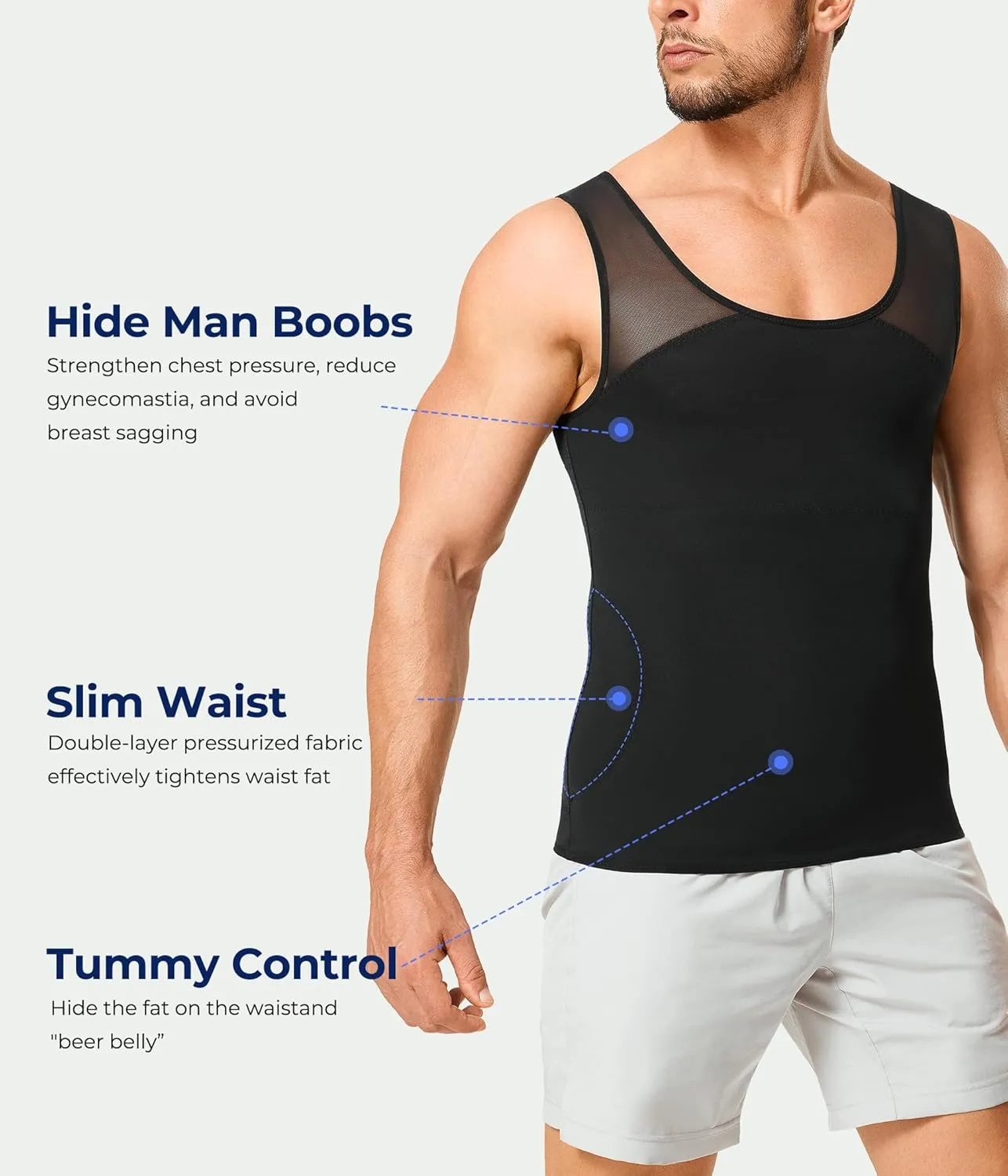 TAILONG Compression Shirt Men Shapewear Slimming Body Shaper Vest Workout Tank Top Undershirt