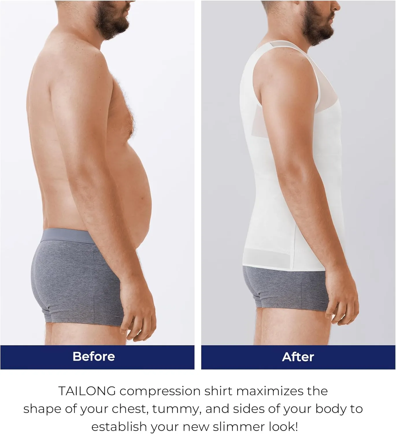 TAILONG Compression Shirt Men Shapewear Slimming Body Shaper Vest Workout Tank Top Undershirt