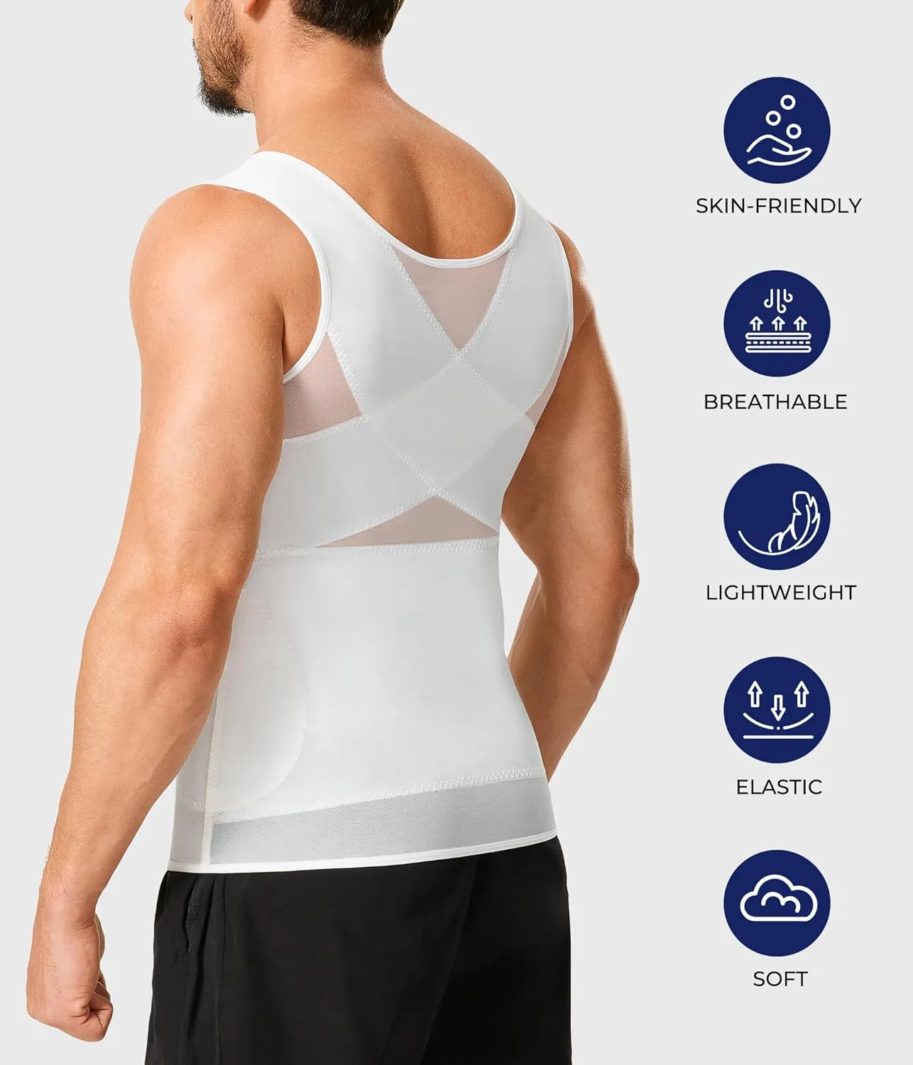 TAILONG Compression Shirt Men Shapewear Slimming Body Shaper Vest Workout Tank Top Undershirt