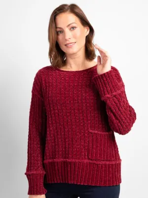 Tweedy Chenile Pullover [Cranberry-87735]