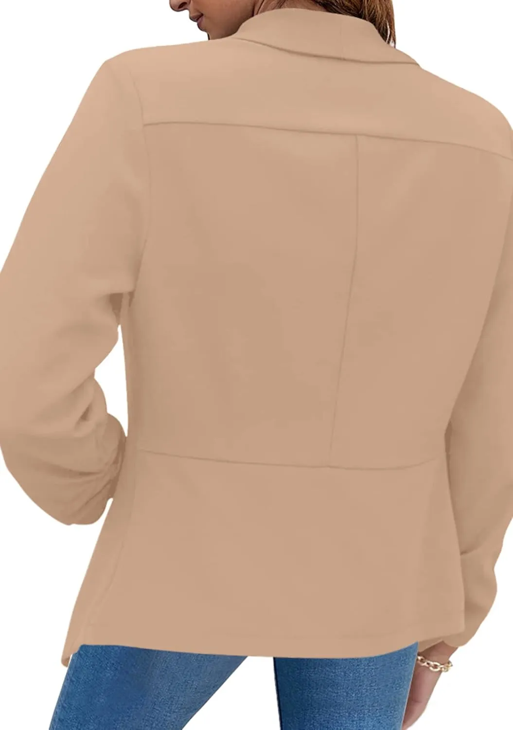TYQQU Womens Oversized Button Down Blazer Slim Work Office Fit Lightweight Cardigan