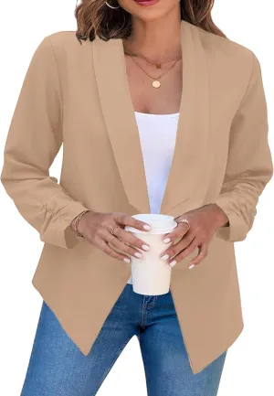 TYQQU Womens Oversized Button Down Blazer Slim Work Office Fit Lightweight Cardigan