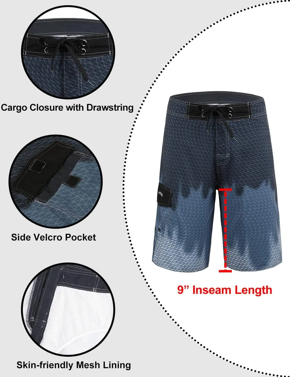 unitop Men's Swim Trunks Beachwear Quick Dry Hawaiian Printed