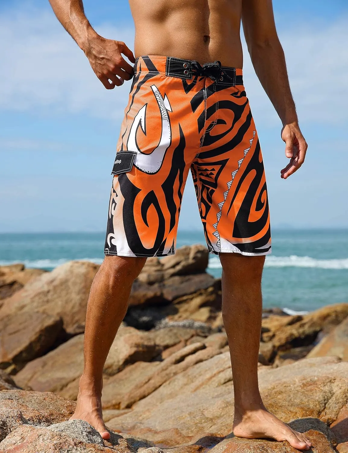 unitop Men's Swim Trunks Beachwear Quick Dry Hawaiian Printed