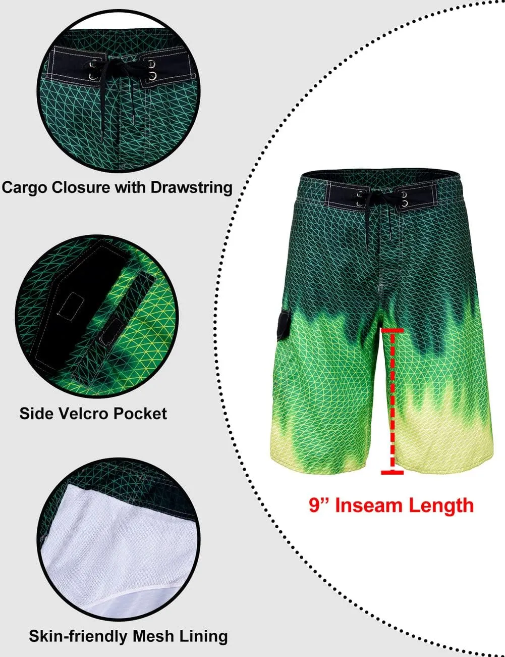 unitop Men's Swim Trunks Beachwear Quick Dry Hawaiian Printed
