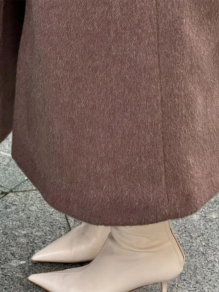 utcoco Womens Maxi Wool Coats Long Shawl Scarf Button Down Woolen Blend Trench Coat with Pockets