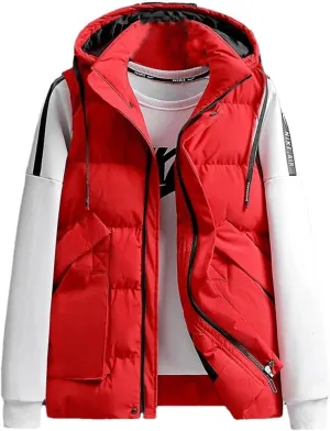 Vest Jacket For Men Sleeveless Jacket With Hood Men Clothing Cotton Padded Coats Men Outwear Clothes