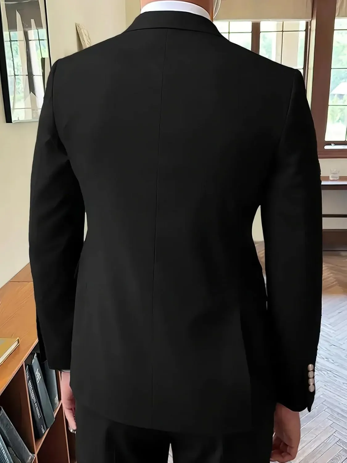 Wangyue Mens Double Breasted Suit 2 Piece Slim Fit Wedding Suit for Men Double Breasted Blazer Prom Formal Suits Set