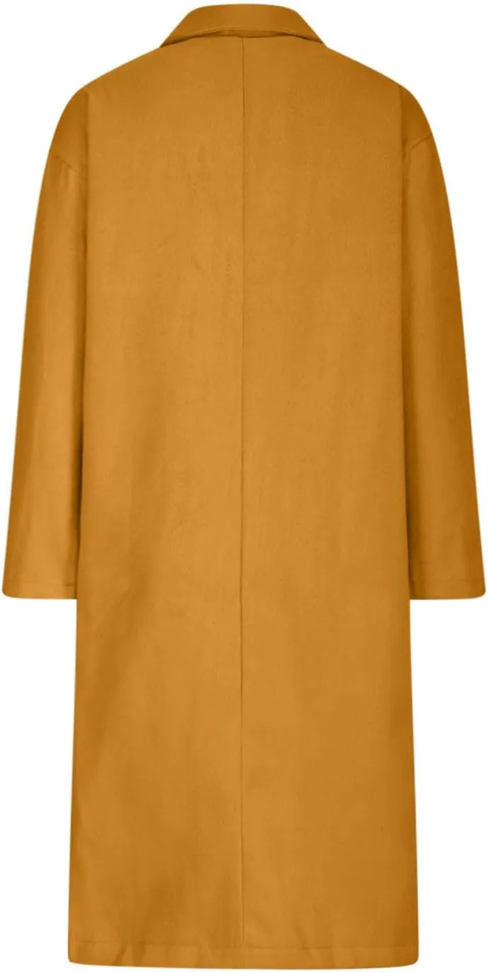Winter Coats for Women Elegant Notched Collar Double Breasted Wool Coat Casual Trench Peacoat Warm Trench Coats