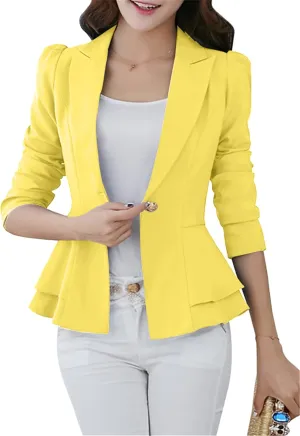 WIWIQS Women's Open Front Long Sleeve Work Office Jackets Blazer Lightweight Solid Color Slim Fit Blazers