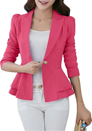 WIWIQS Women's Open Front Long Sleeve Work Office Jackets Blazer Lightweight Solid Color Slim Fit Blazers