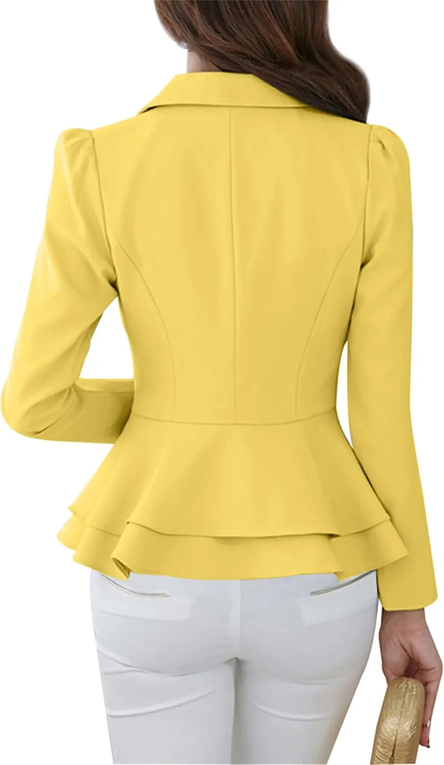 WIWIQS Women's Open Front Long Sleeve Work Office Jackets Blazer Lightweight Solid Color Slim Fit Blazers