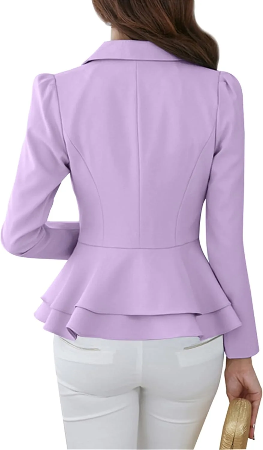 WIWIQS Women's Open Front Long Sleeve Work Office Jackets Blazer Lightweight Solid Color Slim Fit Blazers